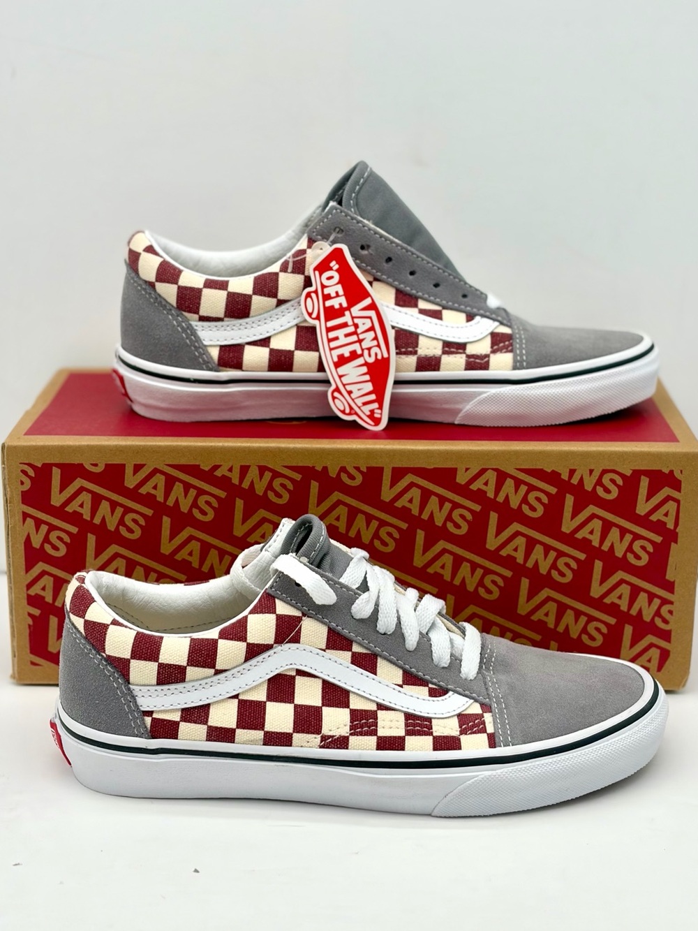Vans Classic Checkerboard Skate Shoes Sneakers Gray/Maroon